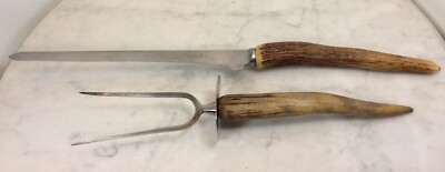 LATHAM & OWEN Stag Horn Handle Carving Set Excalibur Knife & Fork Sheffield
