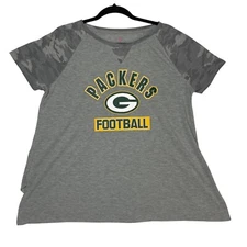 Green Bay Packers Football T-Shirt Teens Apparel X-Large 15/17 Gray Camo Sleeves