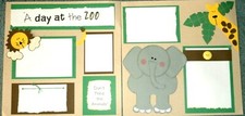 Zoo Day Lion Elephant Giraffe Visit 12 x 12 Premade Scrapbook Designed Pages