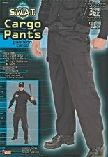 Forum Novelties Cargo Pants: Extra Large Pockets Size for Adults Waist 36 in Blk