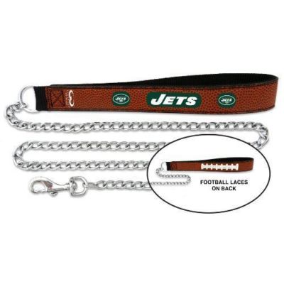NFL New York Jets Football Leather Dog Pet Chain Leash Medium Size