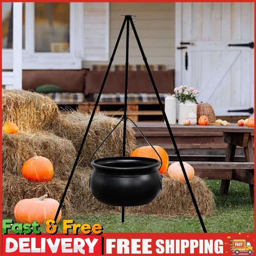 Large Witches Cauldron on Tripod with Lights Black Plastic Bowls Candy