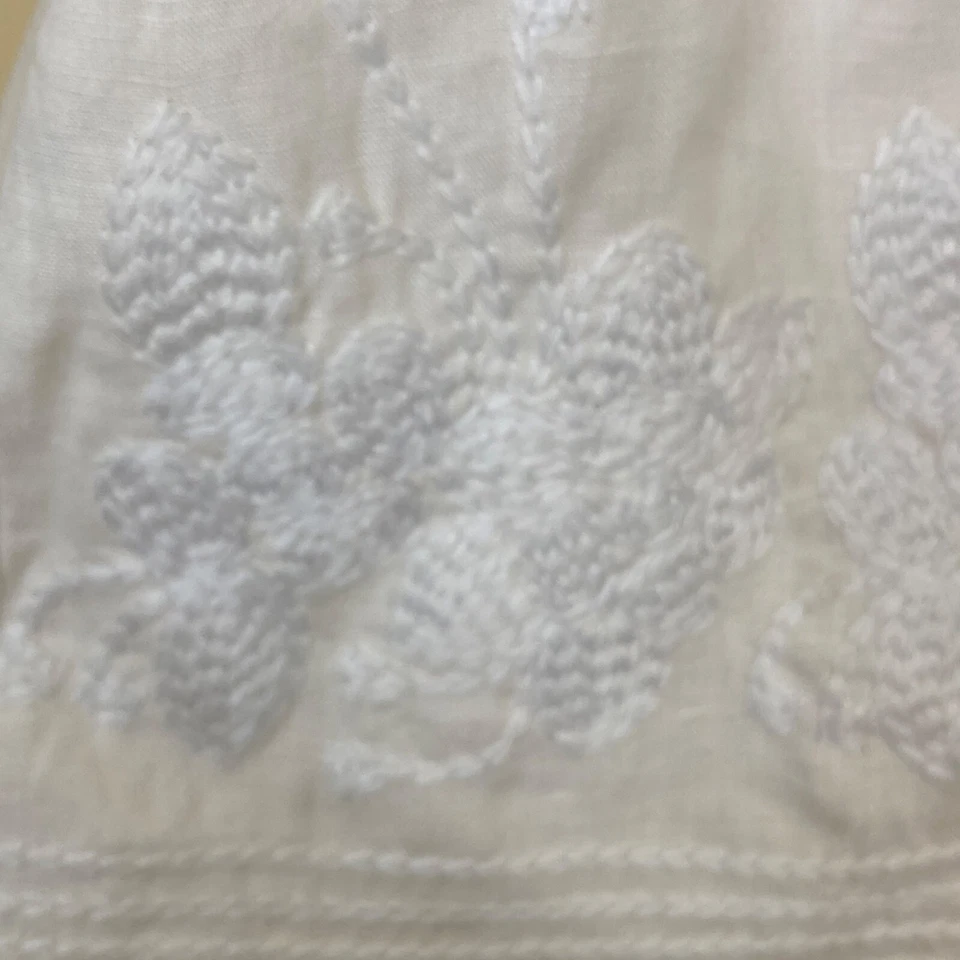 Tweeds Linen Blouse Womens 3x White Embroidered Clean Beauty Summer Plus - Image 4 of 4