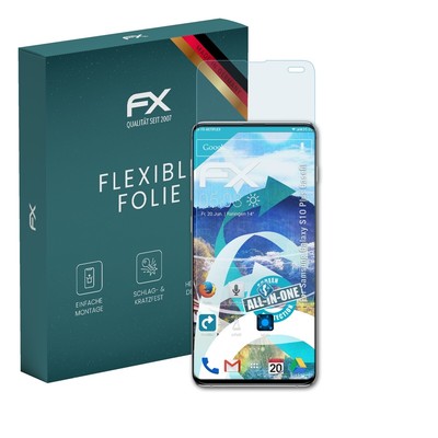 atFoliX 3x Folie für Samsung Galaxy S10 Plus Casefit Schutzfolie klar&flexibel