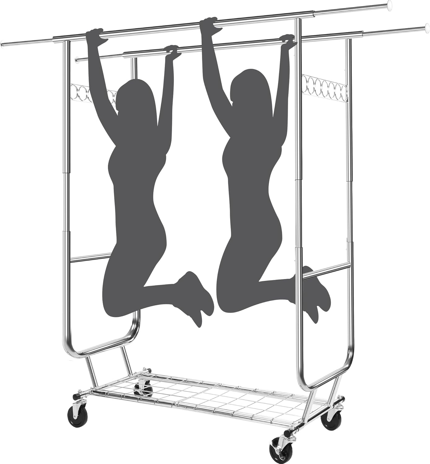 Heavy Duty Rolling Garment Rack for Hanging Clothes Organizer