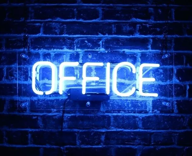 OFFICE Neon Sign Light Handmade Real Glass Tube Wall Hanging Room