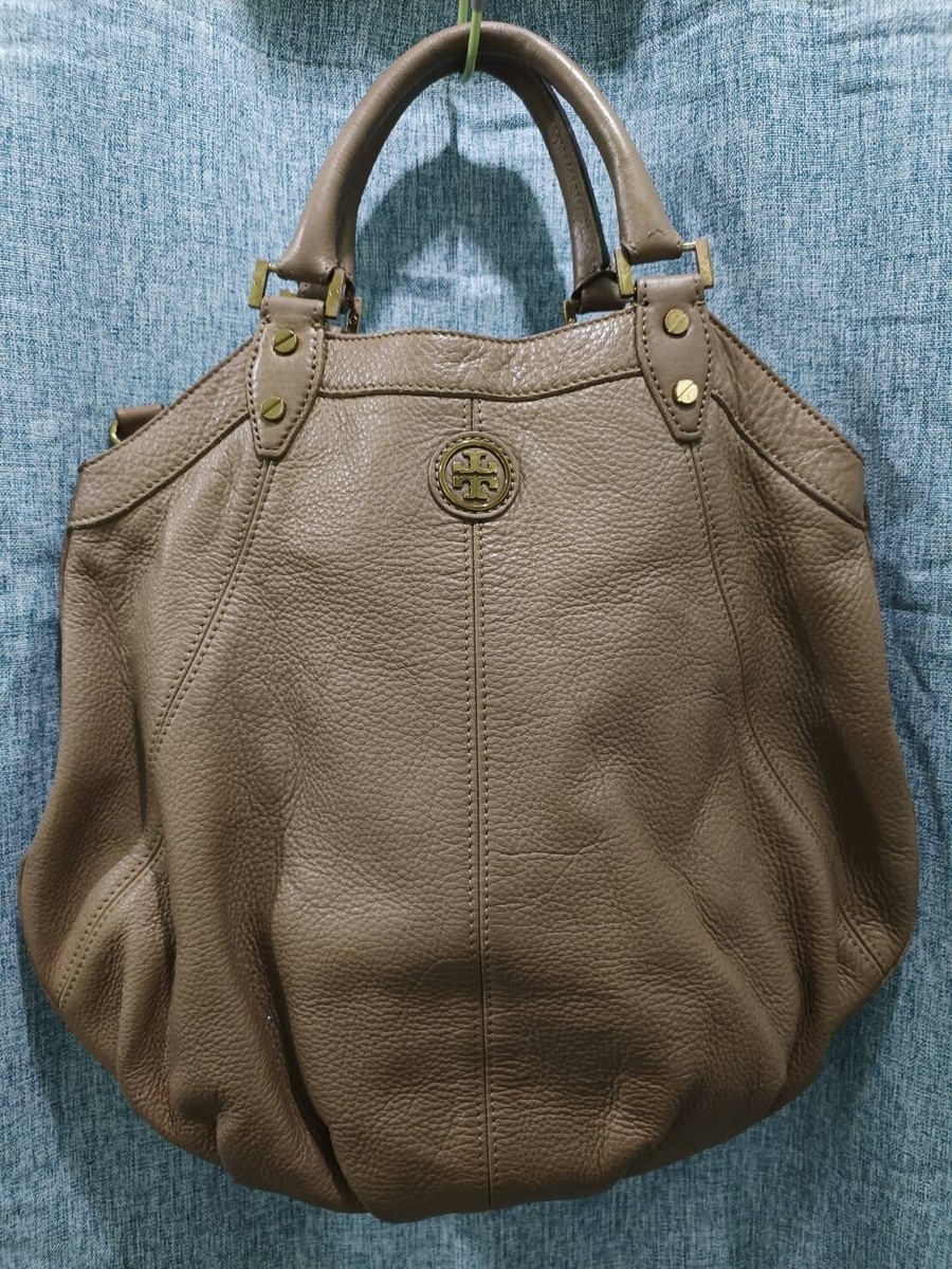 Tory Burch Dakota Hobo Tan/Brown Leather Handbag Bag FREE 