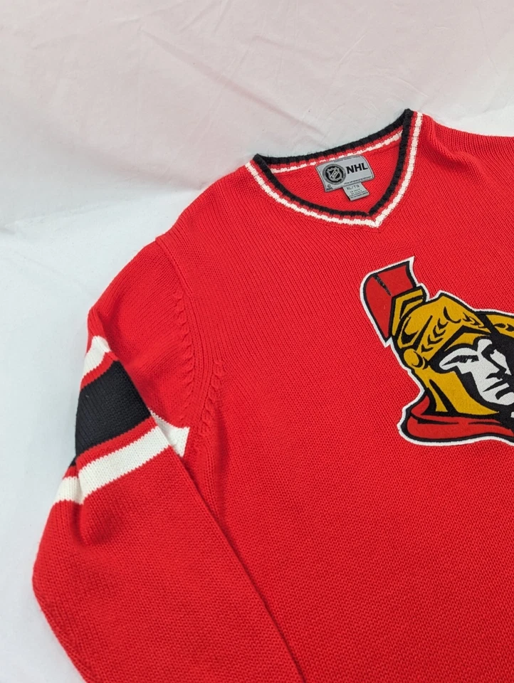 Vintage VNeck Red Ottawa Senators NHL Pullover Sweater Christmas-XL Mens - Image 2 of 4
