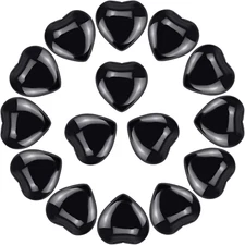 Marrywindix 15 Packs 0.8 Inch Healing Crystal Natural Black Obsidian Heart Love