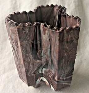 Sowerby-Antique-Purple-Slag-Glass-Triple-Spill-Posy-Vase-English-Antique