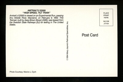 ビンテージAmtrak NYG ↔︎UCA往復切符1991.JAN.26 使用済み Train Railroad postcard Amtrak X2000 High Speed Tilt 1993 ABB
