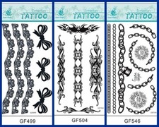 Tribal Armband Long Chain Lock Bow Dragon Waterproof Temporary Body Tattoo