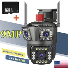 9MP Camara De Seguridad Para Exterior Con Vision Nocturna y Audio-10X Zoom 32GB