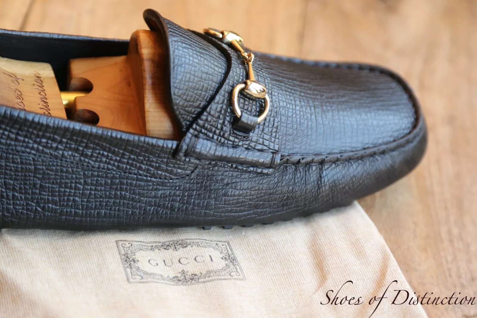 Mocassins Gucci en cuir noir et laiton mors chaussures de conduite hommes UK 12 US 13