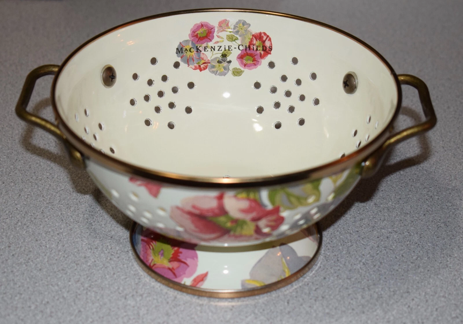 Retired MacKenzie-Childs Small Morning Glory 6.25" Kitchen Colander ~ NIB