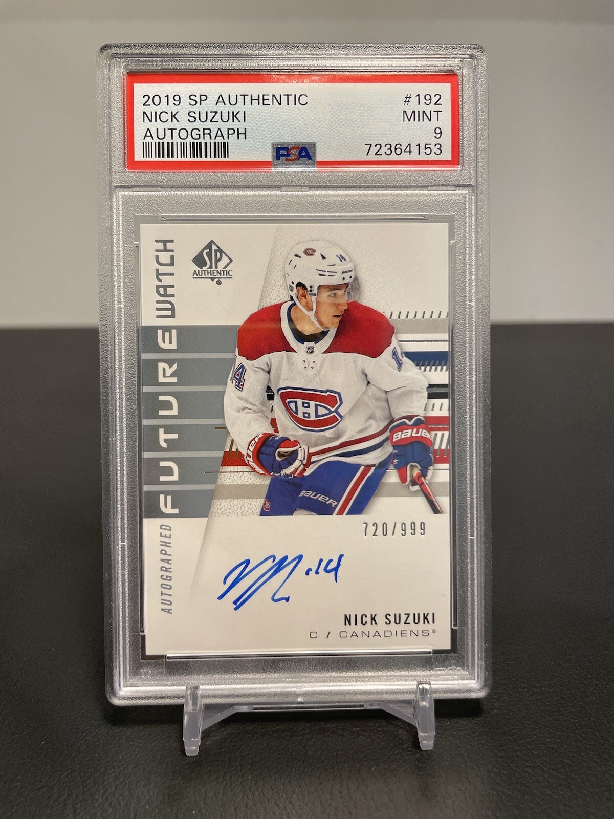 2019-20 Upper Deck SP Authentic Nick Suzuki Future Watch Auto Rookie /999 PSA 9