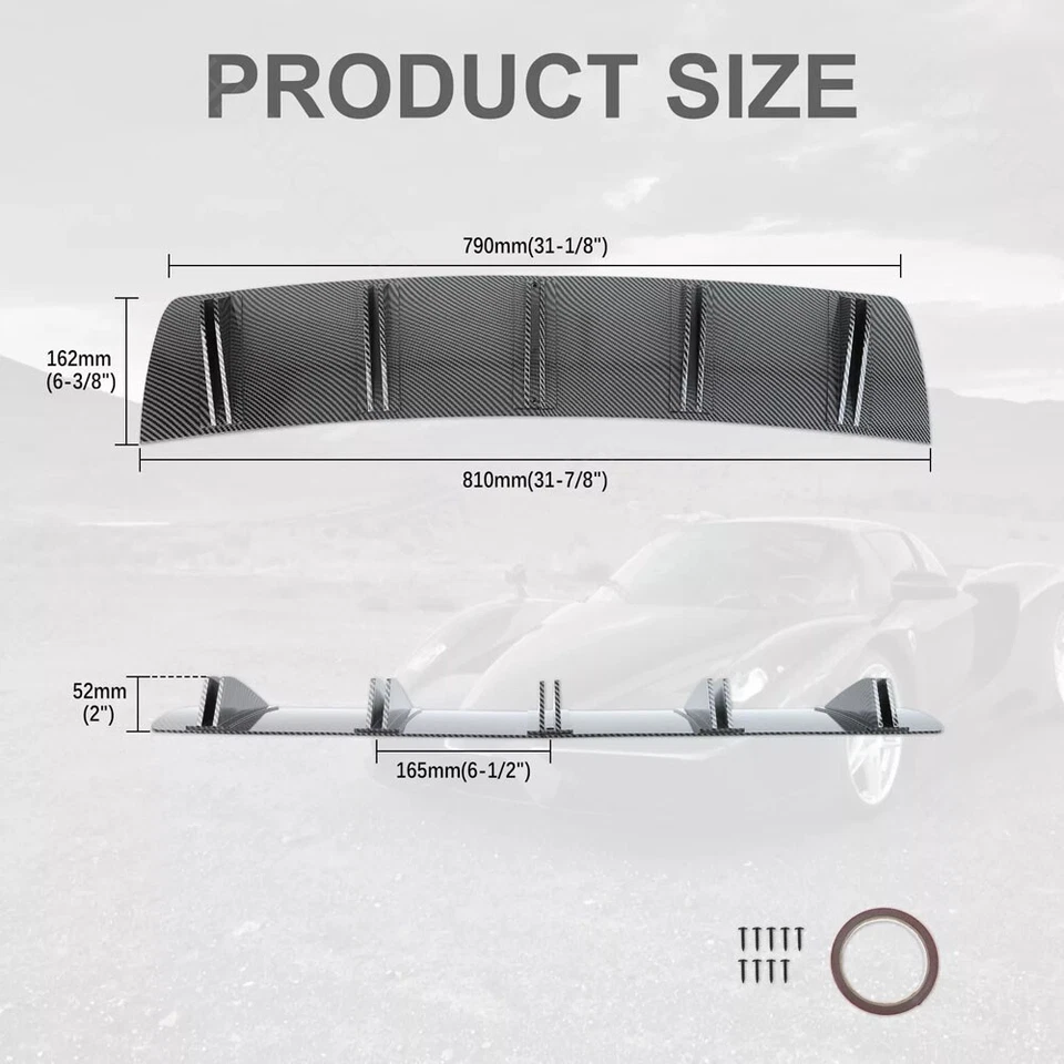 Difusor de parachoques trasero de carbono Fit E90 E92 F30 F10 G30 5 aletas alerón divisor de labios Foto 4 de 4