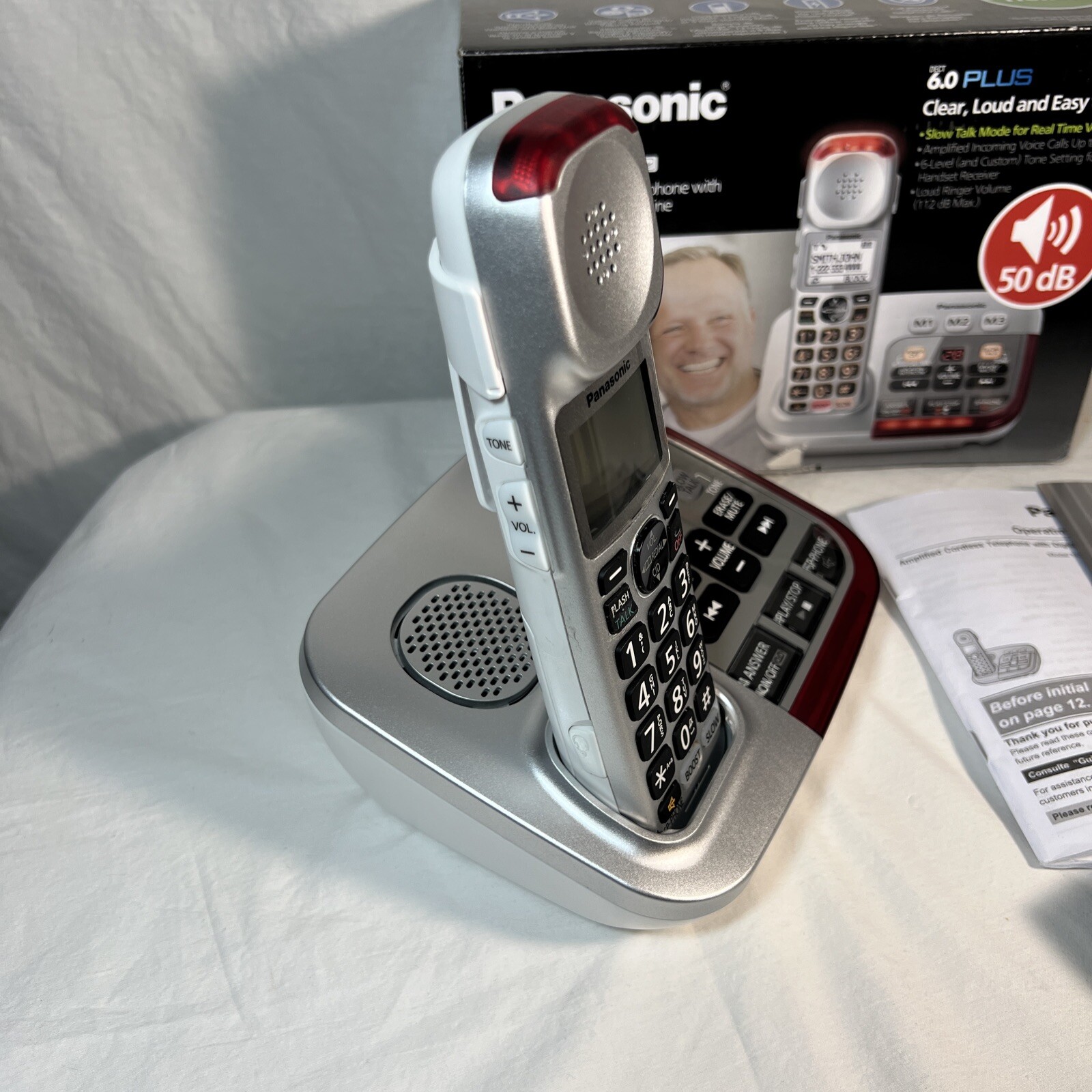 Panasonic KXTGM450S Amplified Cordless Phone Voice Booster UpTo 50 dB