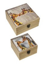 Ganz E9 Decoración del Hogar MDF Caja de Anidación Juego de 2 piezas Jirafa ER52553
