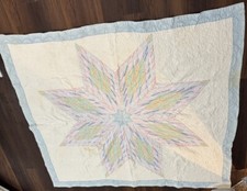 Lone Star Large Handmade Quilt 66 x 75 Stained As Is Southern Made In NC