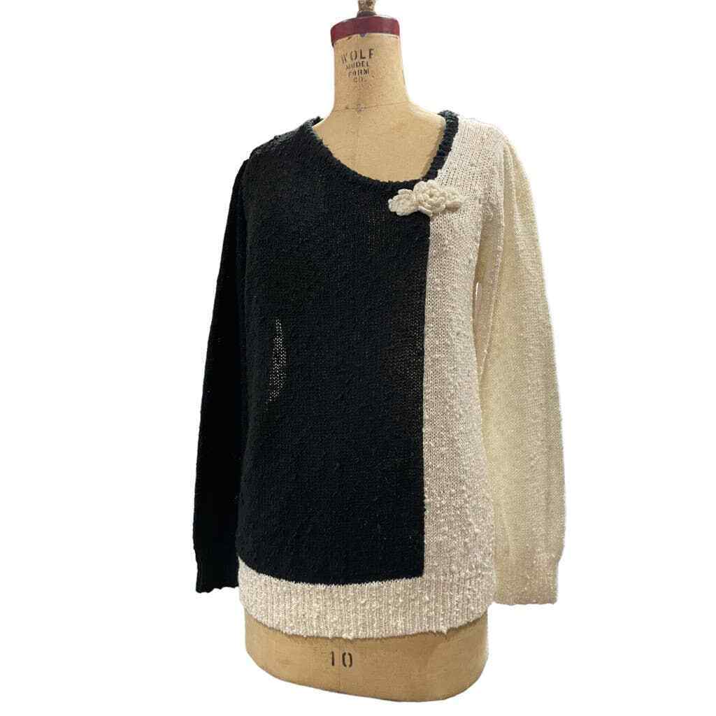 Vintage Bonnie Lee Pullover Sweater Top Black Whi… - image 1