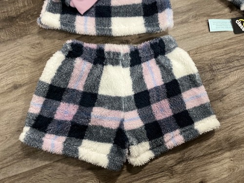 Art Class Girls Cozy Sherpa Pajama Set, Purple Plaid, Top Size S / Bottom Size L - Picture 10 of 12