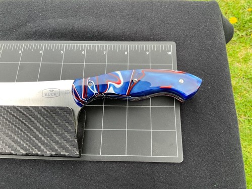 Buck USA 11” custom cleaver Thick Patriot Kirinite handles One of a Kind! - Picture 3 of 8
