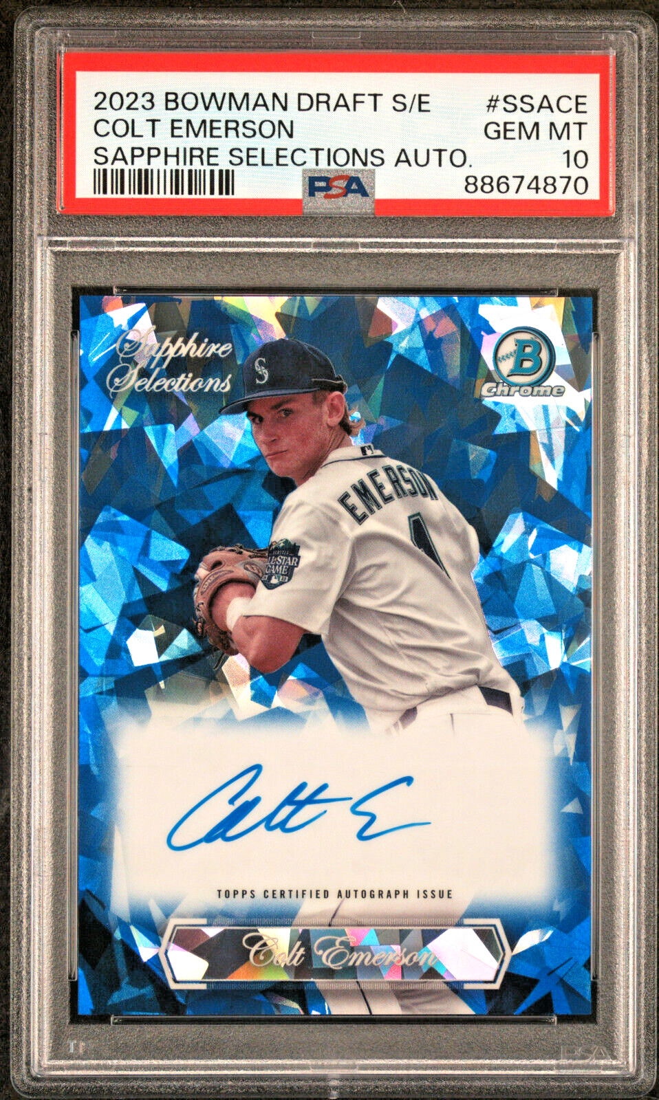 2023 Bowman Draft Sapphire Selections Colt Emerson Auto PSA 10 Mariners 🔥 🔥