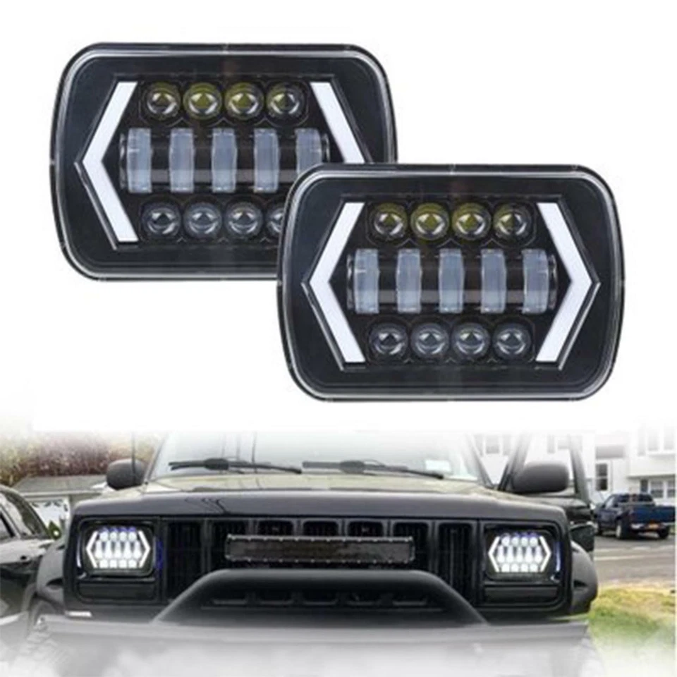 2x 5X7" 7X6" 150W Faro LED DRL Lámpara Sellada para Jeep Cherokee XJ Wrangler YJ Foto 2 de 4