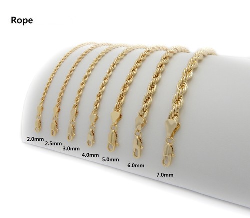 NEW 14K GOLD PLATED ROPE NECKLACE CHAIN 
