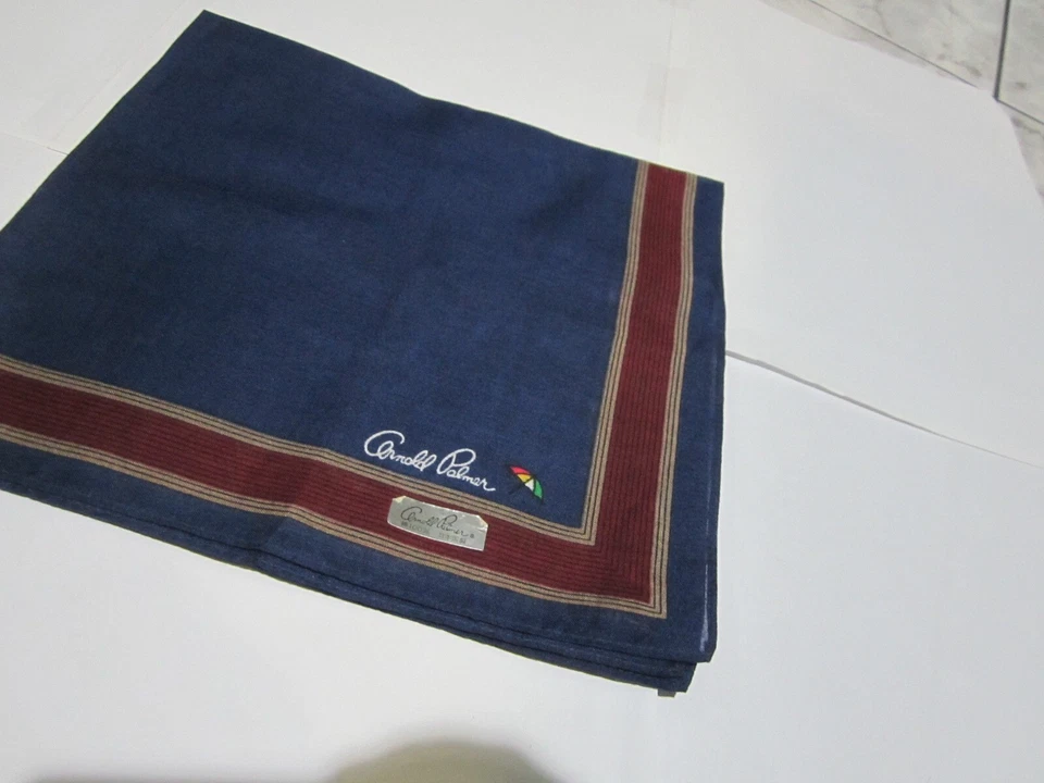 USED ARNOLD PALMER NAVY BLUE SOLID COTTON 18" POCKET SQUARE HANDKERCHIEF MEN - Image 2 of 4