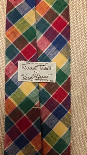 Robert Talbott 100% Cotton Madras Plaid Spring Summer Necktie Handsewn Ivy Trad - Picture 3 of 8