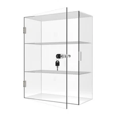 Clear Acrylic Countertop Display Case: 3-Shelf Showcase with Lock Key - Displ...