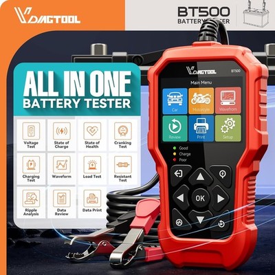 VDIAGTOOL BT500 Battery Tester 6V/12V/24V Load Tester Charging System Analyzer