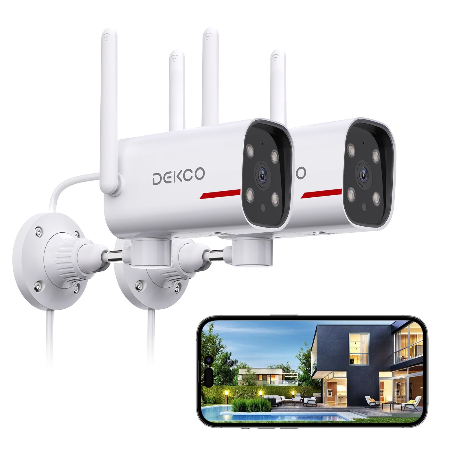 2 Pack Outdoor Security Camera with 2K Color Night Vision, P