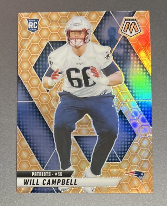 2025 Panini Mosaic Will Campbell Honeycomb SSP Prizm #378 RC Patriots Case Hit