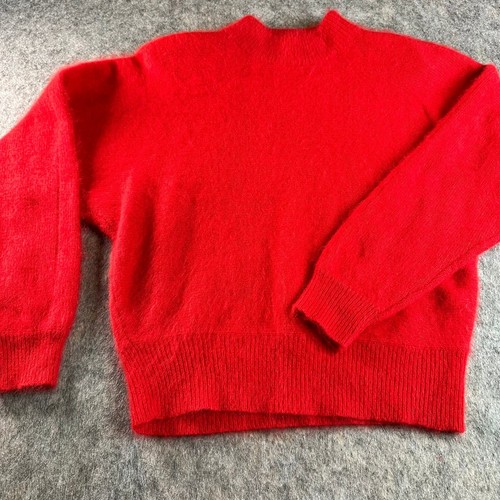 Vintage Rafaella Petites Red Angora Lambswool Mock Neck Sweater Sz S