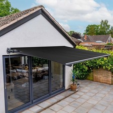 2.5m x 2m Manual Awning Charcoal Black Garden Patio Canopy Sunshade Retractable
