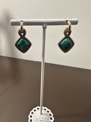 GROB 925 Sterling Silber blühend blau Türkis goldene Ohrhänger