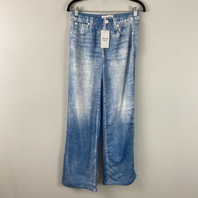 Mila Rosabella Sweatpant Faux Jean Womens M Baggy Stretch Light Blue Pull On