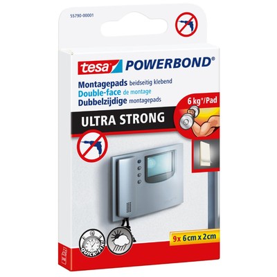 Tesa Powerbond Ultra Strong Doppelseitige Klebepads Für Max. 6,0 Kg 2,0 X 6,0 Cm