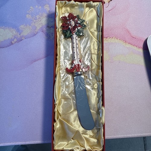 Dept 56 Krinkles Patience Brewster Poinsettia Holiday Cheese Knife Stainless NIB - Picture 1 of 10