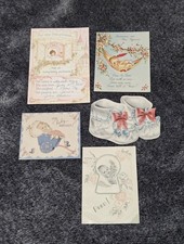Vintags 60s 70s Baby Announcement Card Lot Of 5 Used