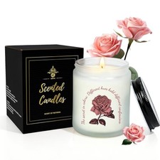 Rose Scented Aromatherapy Candle - Natural Soy Wax with Pure Cotton Wick, Long 