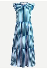 J. Crew Tiered Cotton Dobby Midi Dress in Cape Stripe Size XS