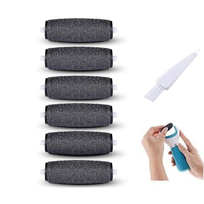 6 Extra Coarse Replacement Roller Refill Heads for 6 Count (Pack of 1), Black