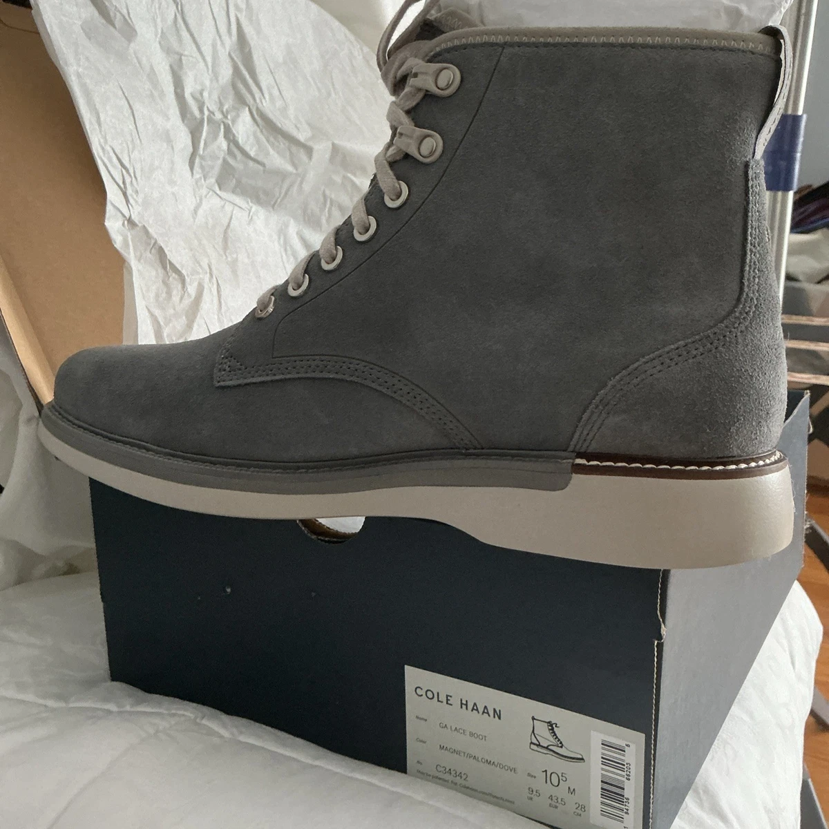 Men\'s Gray Leather Lace-Up Cole Haan Boots Cole Haan Gray Boots for Men for Sale | Shop New & Used  main image 4