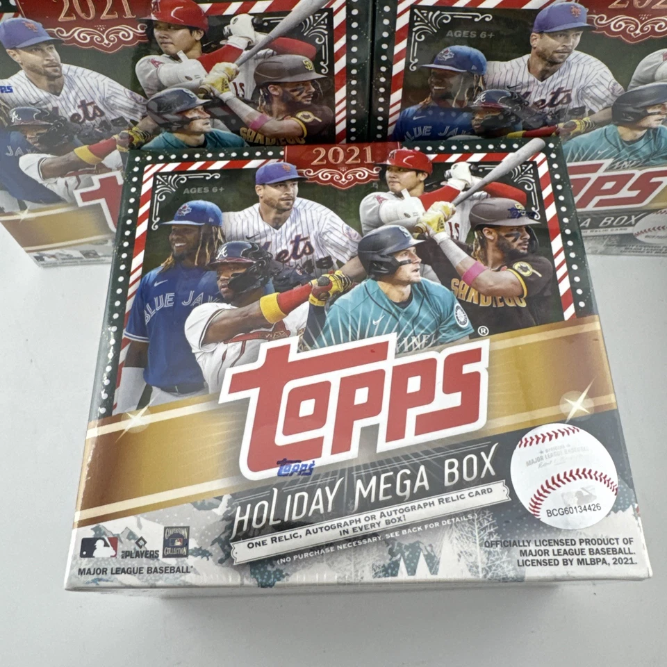 Topps 2021 MLB Baseball Holiday Mega Box Lot 5 Auto Relic Rookie Card RC Hunt - Image 2 of 3