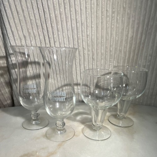 Southern Comfort Glassware Set: 2 Hurricane Glasses 8.5" & 2 Goblets 6"