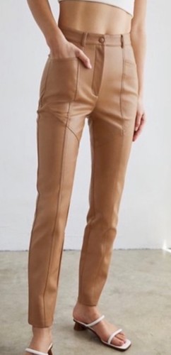 Aritzia Wilfred Rebel High Waisted Vegan Leather Pants Camel Size 6